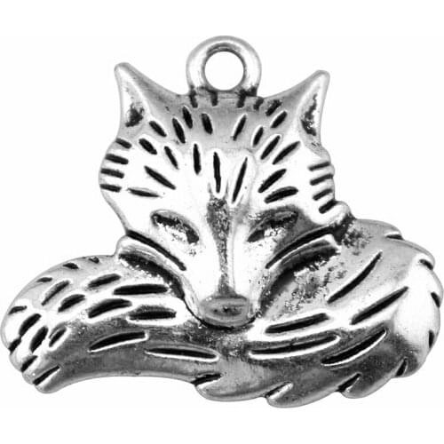 4pcs Charm Fox Animal Fox Pendant Charms For Jewelry Making Antique Silver Color Antique Gold Color Fox Charms 28x24mm