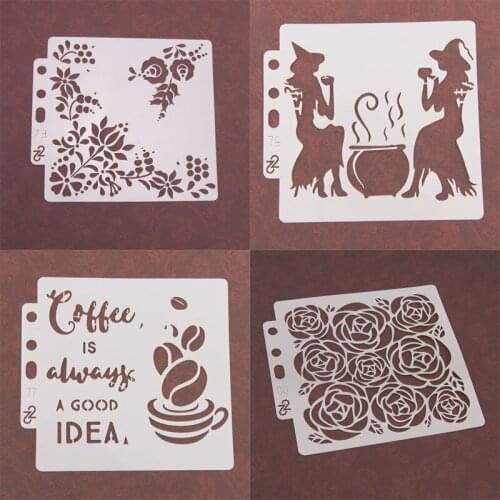 4pc Rose Flower Stencil DIY Scrapbooking Diary Stamping Coloring Embossing Drawing Painting Template Decoration Crafts Reusable