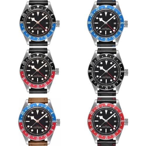 41MM Luxury top Brand Watch Corgeut Mechanical men Watch sapphire GMT Men Automatic Military Sport calendar Clock Leather