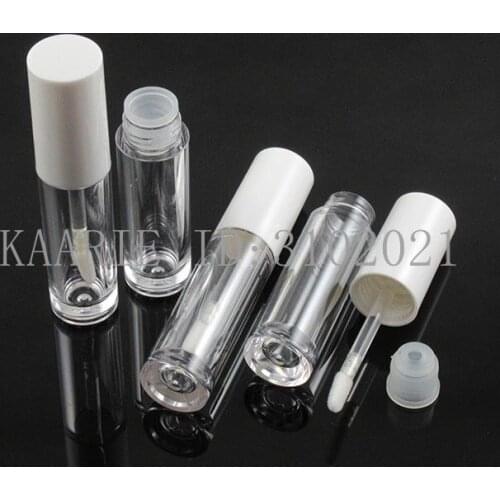 5ML Clear Plastic Empty Cosmetic Lip Gloss Tube with White Lid, Round Makeup Lip Paint Oil Portable Bottle, Lipstick Container