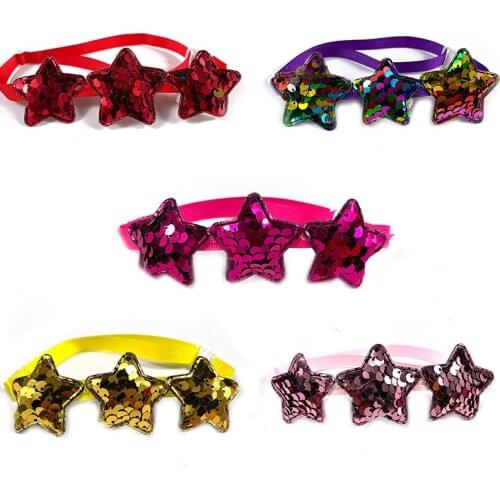 50/100pcs Pet Dog Cat Bowties Shine Star Style Adjustable Cat Puppy Collar Bowties Small Middle Dog Neckies Grooming Supplies