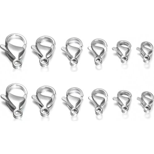 50Pcs/lot 9-15mm Stainless Steel Lobster Clasps Hooks Necklace Connector Space Accessories for DIY Jewelry Making Bulk Wholesale