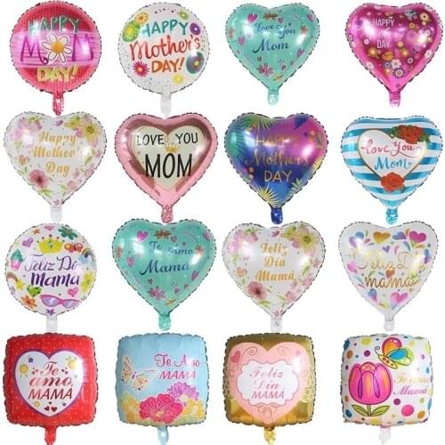 50pcs 18inch Heart Spanish Happy Mothers Day Balloon Love Mama Feliz Dia Foil Ballon Mother Party Decorations Helium Air Globos