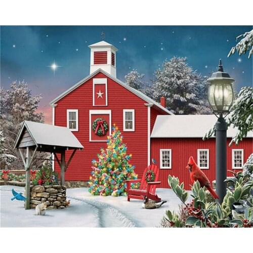 5D Diamond Painting Full Square/Round Christmas House Diamond Mosaic Embroidery Christmas Rhinestone Picture Home Decor
