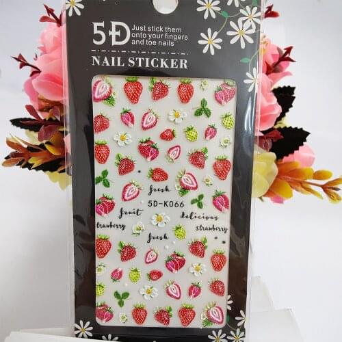 5D Nail Sticker Anaglyph Effect Solid Fruits Delicious Strawberry Nail Art Decorations Manicure Accessories on Fingers Toe nails