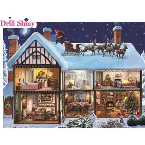 5D Diy Diamond Painting New Year Cross Stitch Full Diamond Embroidery Mosaic Landscape Winter Scenery Pattern Christmas