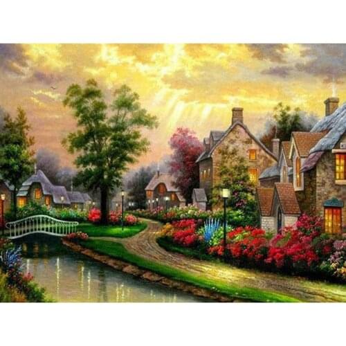 Diamond Mosaic Scenery Autumn 5D Diamond Painting Full Square/Round Landscape Cross Stitch House Rhinestones Art Handmade Hobby