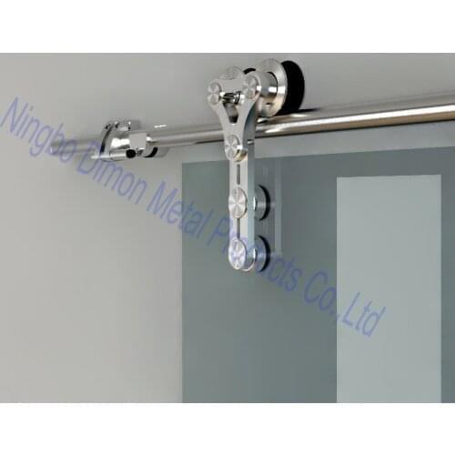 Dimon Hot Sell Stainless Steel 304 Satin America Style Sliding Barn Door Hardware DM-SDG 7003 (With Soft Close) Without Bar