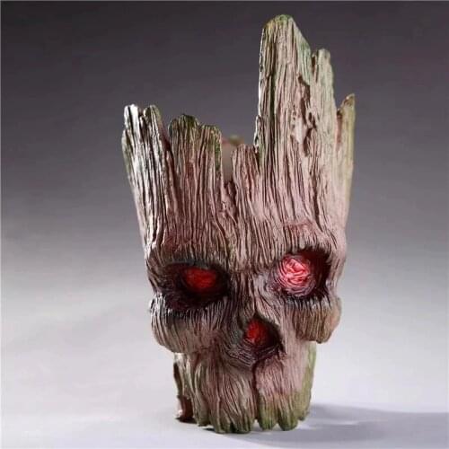 Marvel Guardians of The Galaxy Skull Tree Flowerpot Pen Pot PVC Figure Model Toys Gift for Office