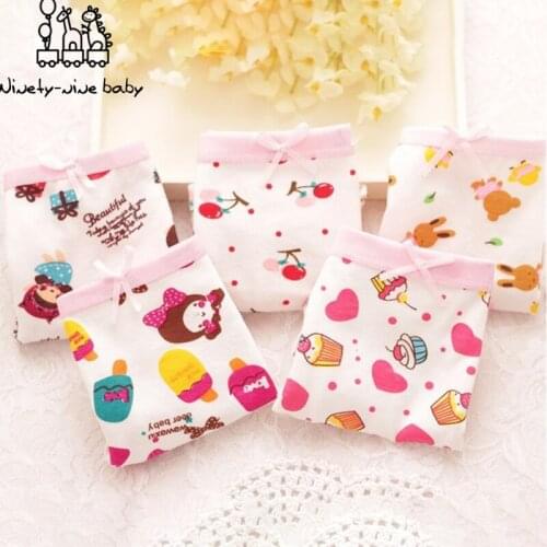 12Pcs Kids Cotton Panties Cute Cartoon Printing Underpants for Girls Childrens Breathable & Comfortable Underwear Random Color