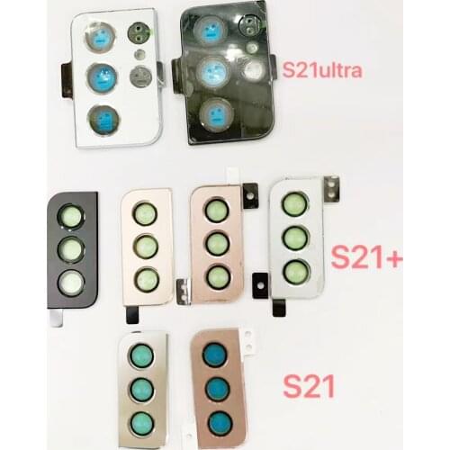For Samsung Galaxy S21 Plus Ultra Camera Lens Glass With Metal Frame Holder Phone Housing Back Cover Replace Repair Parts