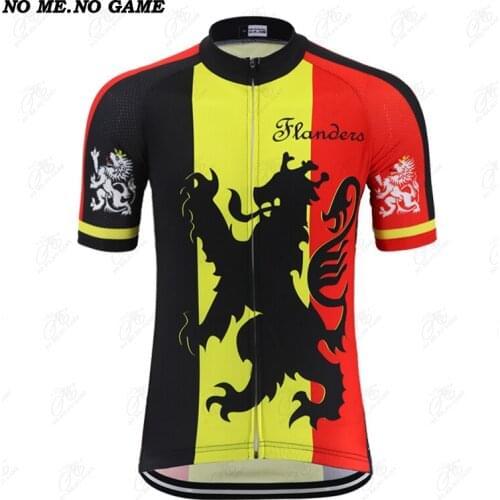 Belgium National Team Flag & Lion Edition Mens Cycling Jersey Short Sleeve Road Bike Clothing MTB Bicycle Wear Shirts