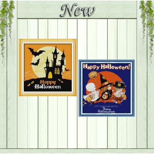 Happy Halloween castle home decor paintings counted printed on canvas DMC 11CT 14CT Cross Stitch kits embroidery needlework Sets