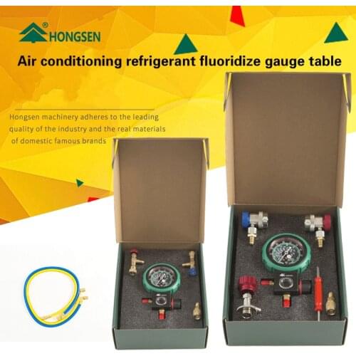 HONGSEN High and Low Pressure Air Conditioning Refrigerant Fluoridize Gauge Table R32 R410 R22 Liquid Meter Gauge