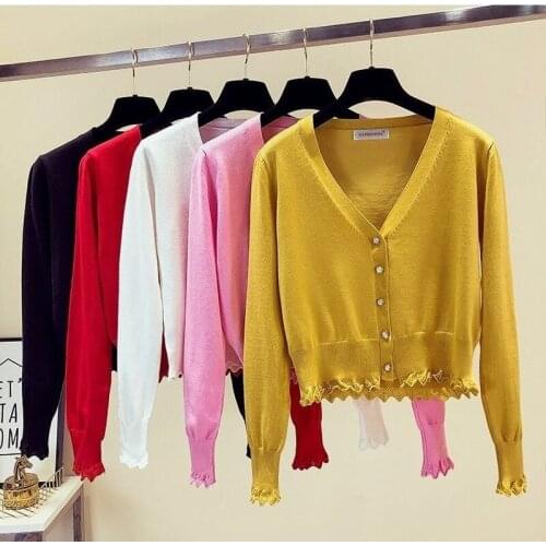 Women Spring Autumn Loose Elegant V-Neck Long Sleeve Single Breasted Cardigans Female Slim Knitted Office Ladies Outwears S421
