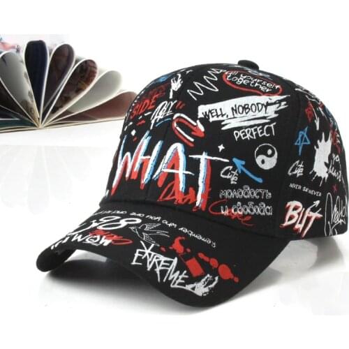 Summer Baseball Cap For Man Black White Color Graffiti Printing Hats Fashion Hip Hop Caps Women Adjustable Bonnets Unisex Caps