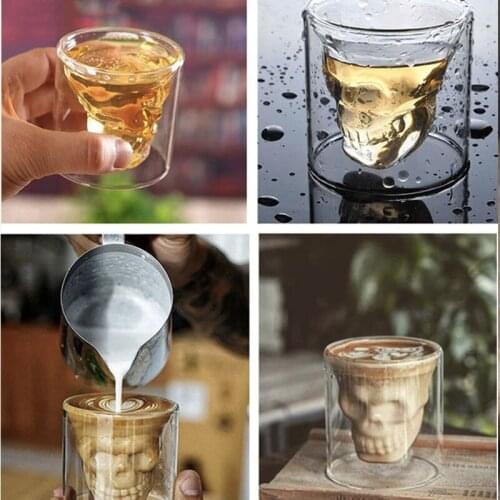 Coffee Mug Double-Layered Transparent Crystal Skull Head Glass Cup For Household Whiskey Wine Vodka Bar Club Beer Wine Glass