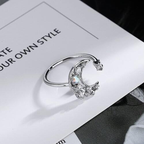 Luckydays Star Moon Cat Adjustable Finger Rings For Women Zircon Ring Wedding Engagement Jewelry
