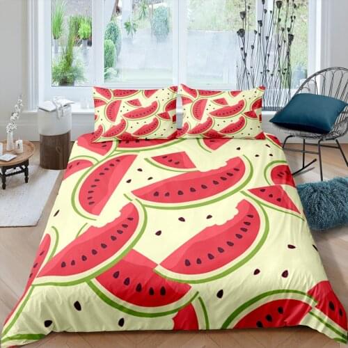Home Textiles Luxury 3D Watermelon Print Duvet Cover Set 2/3 Pcs Pillowcase Kids Bedding Set AU/EU/UK/US Queen and King Size