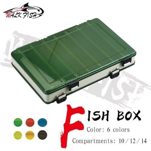 WALK FISH New Doublex Sided Fishing Tackle Box 10/12/14 Compartments Bait Lure Hook Storage Box Fishing Plastic Storage Case