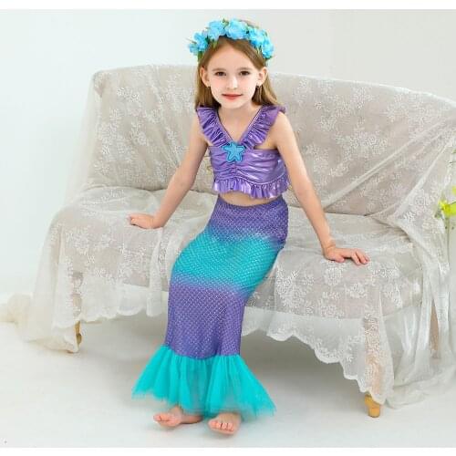 3 pcs Sexy Costumes for Baby Girls Princess Ariel Dress The Little Mermaid Ariel Princess Cosplay Costume Mermaid Dress