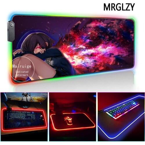 MRGLZY 40*90CM Anime Mouse Pad LED Light RGB Gamer Tokyo Ghoul Kirishima Large Desk Mat Gaming Accessories for Laptop Keyboard