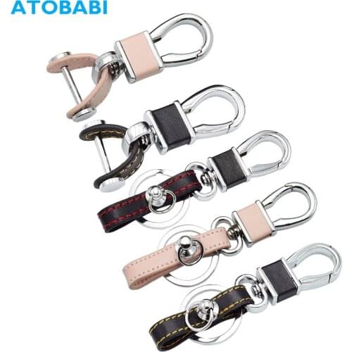 Leather Car Key Ring Anti-lost Screw Keyring Keychain Metal Remote Control Holder For Nissan Skoda Hyundai Toyota Auto Key Chain