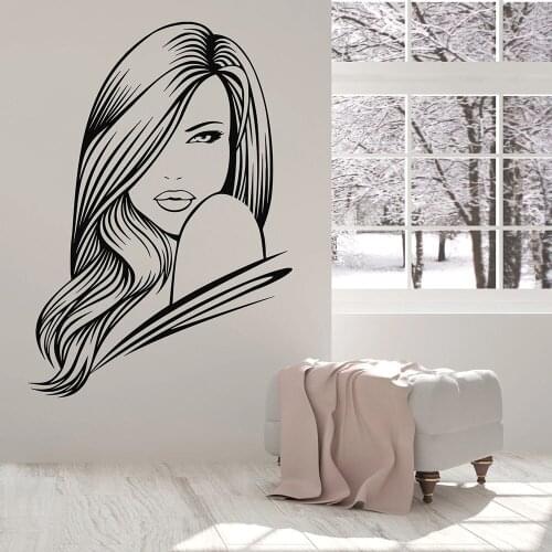Beautiful Woman Wall Decal Hair Salon Lips Beauty Spa Room Girls Bedroom Interior Decor Fashion Door Window Vinyl Stickers E272