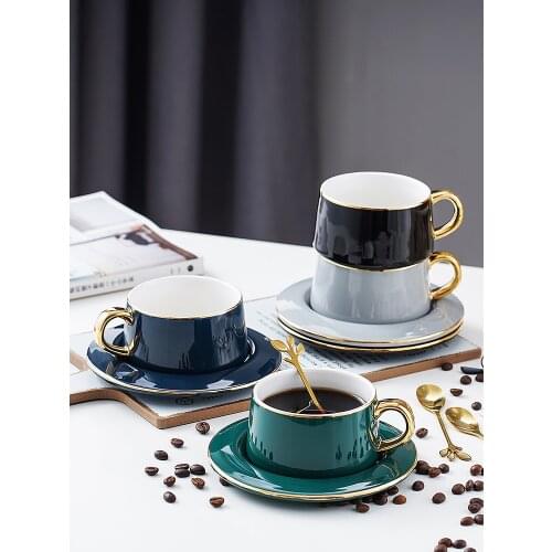 200ML Creative Porcelain Coffee Cup with Saucer and Spoon Ceramic Coffee Mug Tea Cup Set Drinkware Breakfast Milk