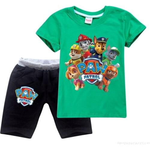 Summer Kids Fashion Casual Clothes PAW PATROL 3D Printed Tshirt +Jeans Children Cotton Clothing Set Girls Boys Shorts Sets