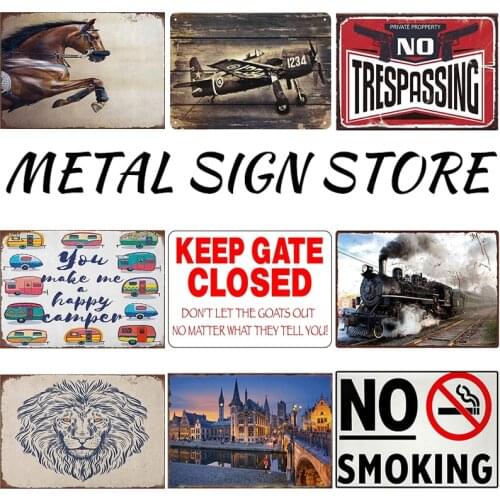 Keep Gate Closed Metal Sign Tin Plaque No Smoking Metal Plaque Tinplate Horse Vintage Retro Wall Sign Sticker for Man Cave Decor