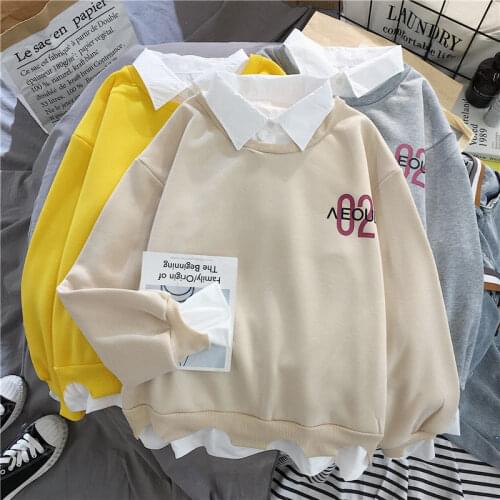 Girls Sweet Preppy Style Pullover Autumn Long Sleeve Women Sweatshirt Letter Printed Loose Top Winter Clothes Women