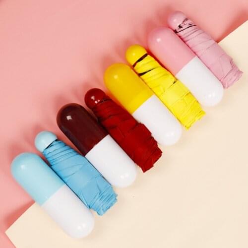 4 Colors Mini capsule pocket parasol Folding UV proof waterproof portable Ultra light umbrella for Women and Child