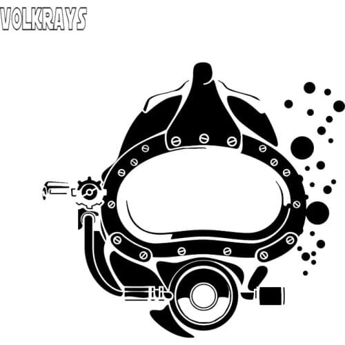 Volkrays Fashion Car Sticker Funny Scuba Diver Diving Mask Accessories Reflective Waterproof Cover Scratches PVC Decal,14cm*15cm