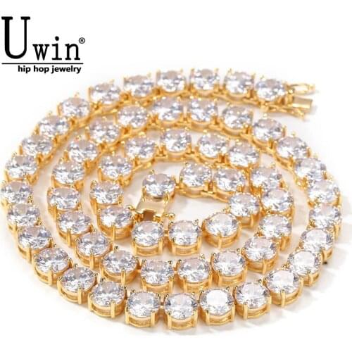 Uwin 8mm Tennis Chain Iced Out Copper Hip Hop Mens Bling Bling Gold silver color Tennis Necklace 18inch 20inch24inch