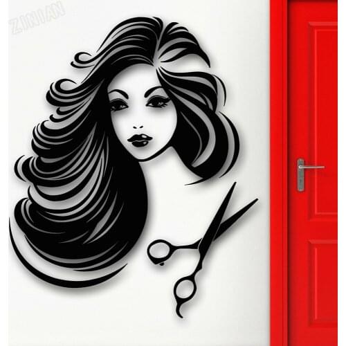 Beautiful Hairstyle Wall Sticker For Barbershop Vinyl Wall Decal For Mirror Hot Sexy Girl Hair Salon Beauty Spa Wall Murals Y182