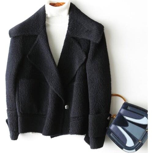 2020 New Autumn Winter Wool Coat Female Alpaca Cashmere Coats Casual Short Woolen Jackets For Women Overcoat KQN37055