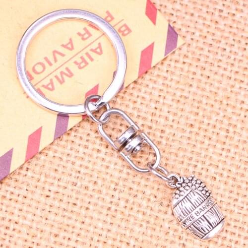 New Fashion Keychain 19x11mm wine barrel cask Pendants DIY Men Jewelry Car Key Chain Ring Holder Souvenir For Gift