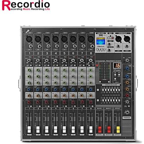 GAX-MK280 Green Audio Portable Mixer Sound Console High Power Integrated Power Amp Mixer 8 Channel 16 Kinds of Digital ECHO DJ