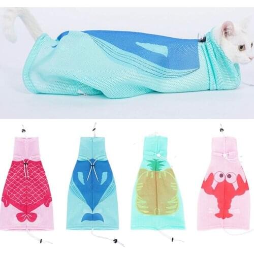 Cat Bathing Bag Cats Grooming Washing Mesh Bags Cat Bath Clean Bag Anti Scratching Bite Restraint Cat Supplies Nail Trimming Bag