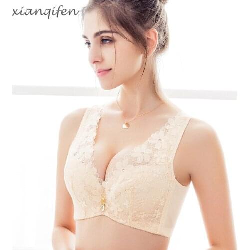 Xianqifen thin lace floral bras for women vest bralette underwire brassiere girl top bh push up plus size BCD 36 38 40 lingerie