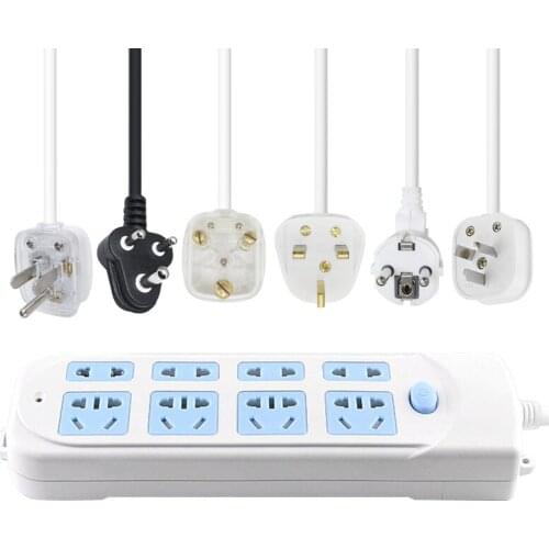 8 AC Output 5 hole socket Australia AU/EU/UK/US Greater South Africa plug Extension cord Power Strip 1.5/3/5M 10/13A 250V 2500W