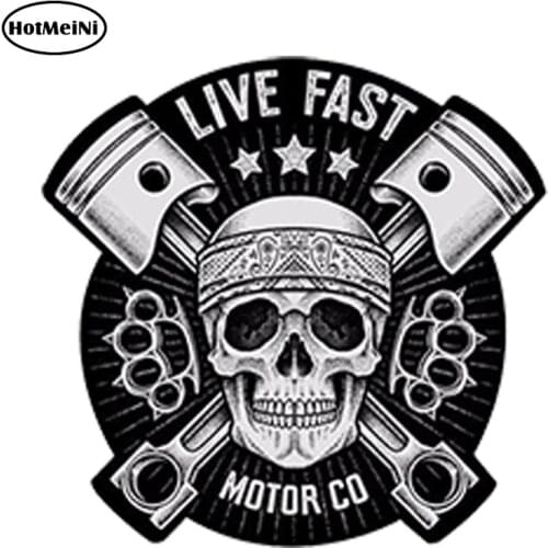 HotMeiNi Waterproof Car Styling VINYL STICKERS SKULL LIVE FAST AUTO MOTO CAR RACING MOTORCYCLE TUNING 13cm X 13cm