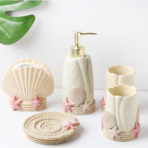 NEWYEARNEW Creative Bathroom Storage Set Resin Emulsion Bottle Accessories Set Wash Gargle Cup Toothbrush Suit Wedding Gift