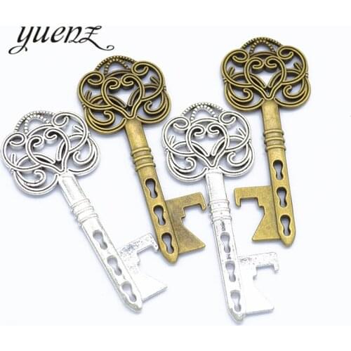 YuenZ 2pcs Antique Silver color Key Charm Pendants For Jewelry Making Key Pendant Charm 71*28mm O264