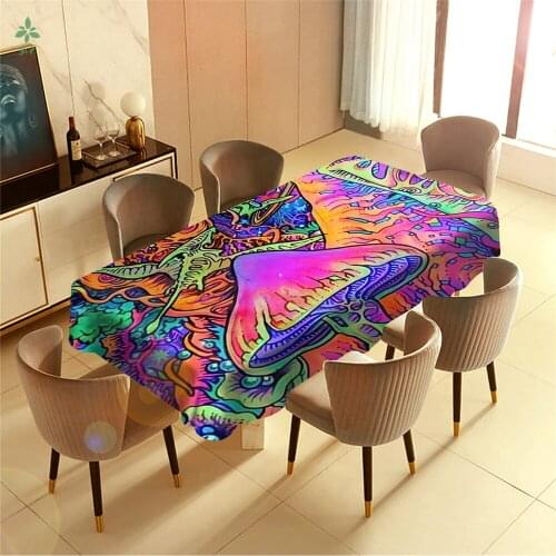 Green Psychedelic Forest Sun And Moon Barbecue Picnic Home Party Table Cloth
