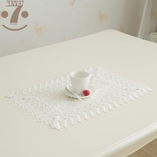 1Lot/3Pcs 30x45cm Postral Style White Color Transparent Organza Embroidered Placemats