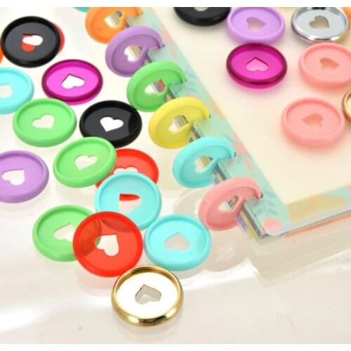 10PCS/Set 28mm Love Buckle Mushroom Hole 10 Colors Disc-Binding Loose Book Binding Ring Arc Binding Notebook Office Supplies