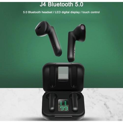 100sets TWS J4 Wireless Earbuds Bluetooth 5.0 Earphone Sport Stereo Bass Wireless Earbuds LED Display HD Music Headset