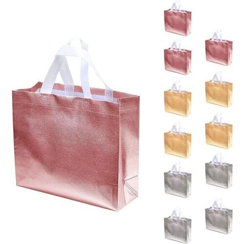 LUDA 12 Pcs Gift Bags Christmas Shopping Tote Bag Present Bags Glossy Reusable Gift Bags For Party Wedding